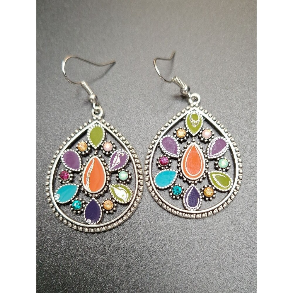 Multicolor Teardrop Bohemian Dangle Earrings